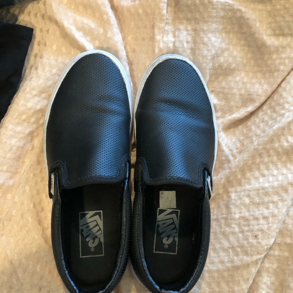 Vans leather perforated slip ons